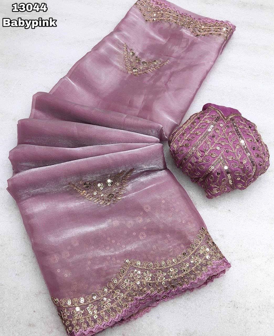 Shimmer satin silk sarees - Image 8