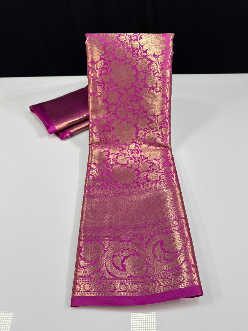 Soft semi kanchi brocade saree - Image 13