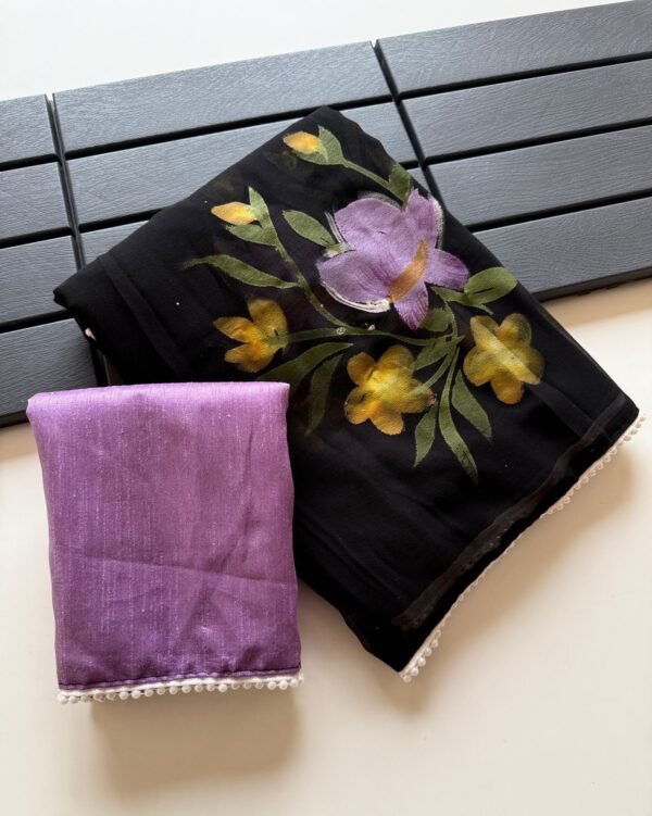 Black georgette saree - Image 4