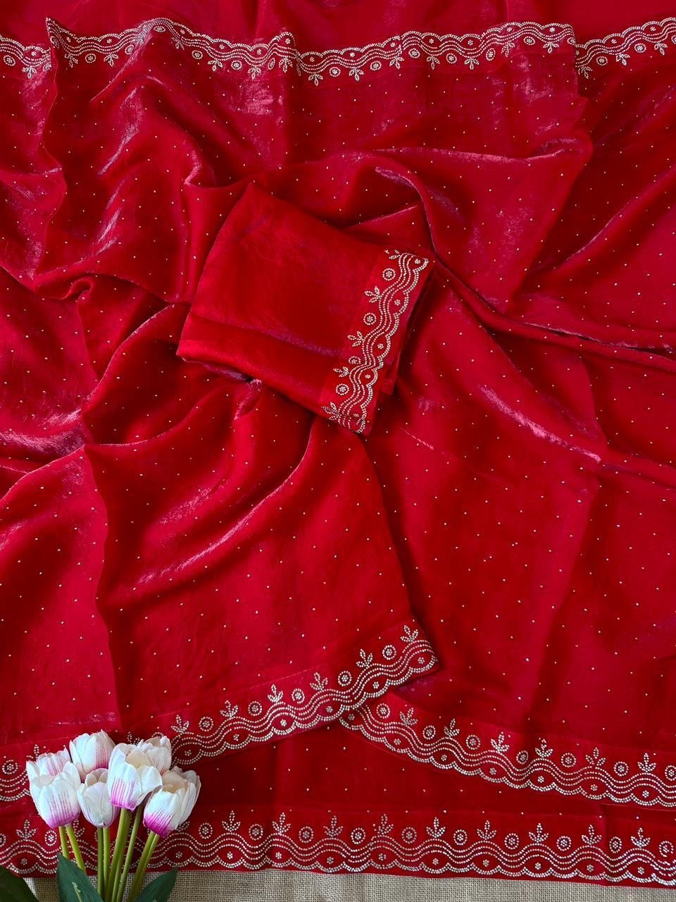 Zarkan Fandy satin silk saree - Image 9