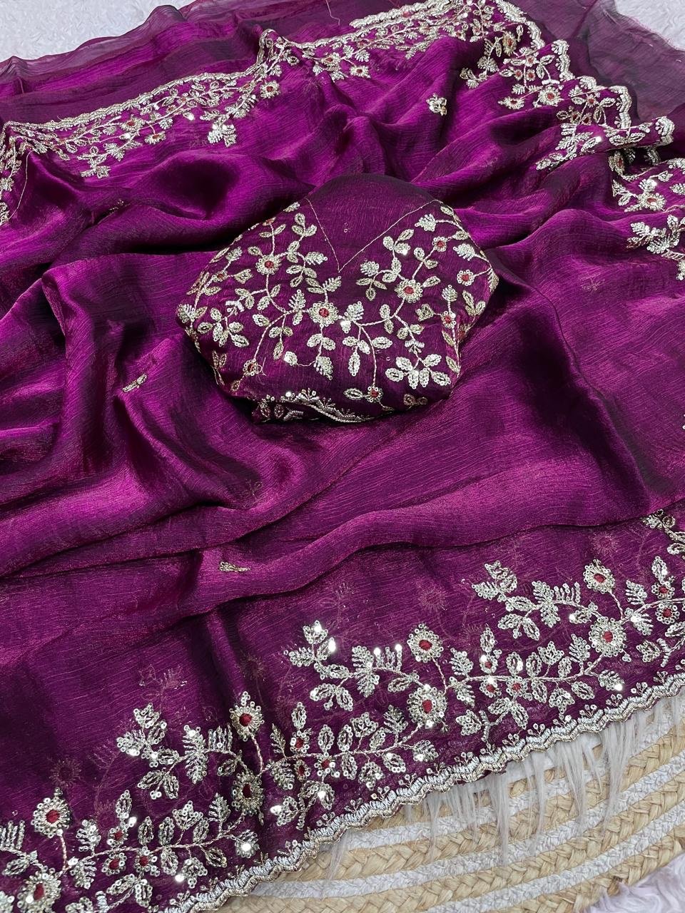 Dual tone fandy chiffon sarees - Image 3
