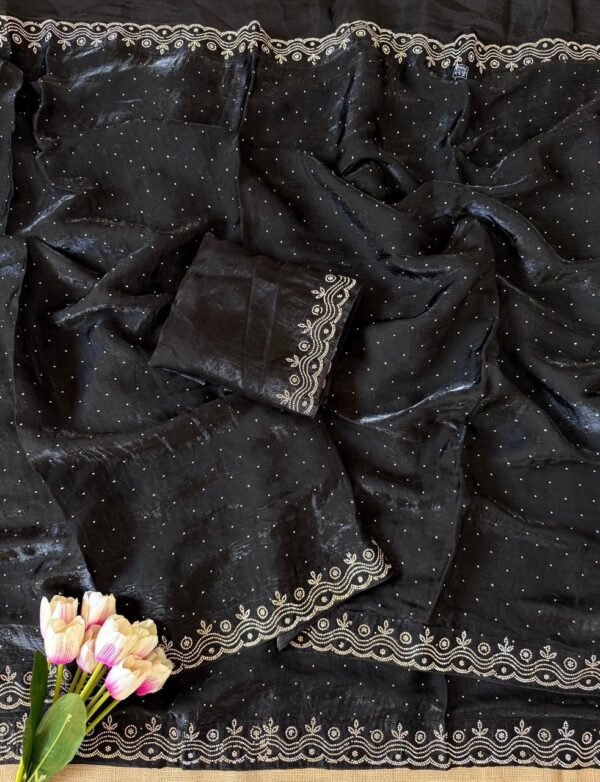 Zarkan Fandy satin silk saree - Image 8