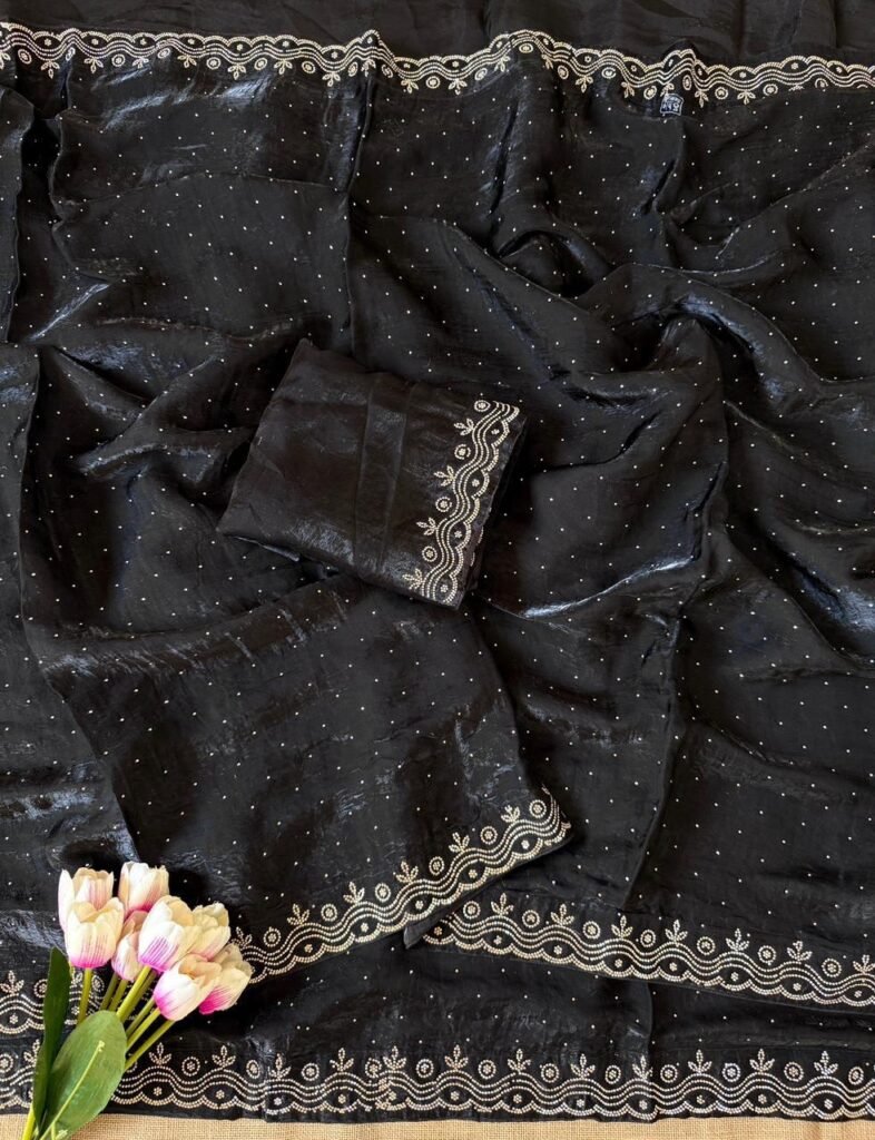 Zarkan Fandy satin silk saree