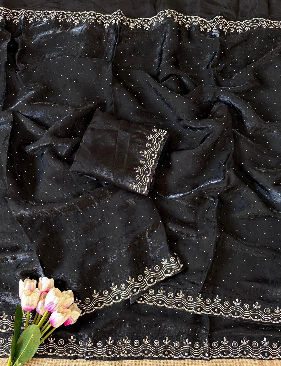 Zarkan Fandy satin silk saree - Image 8