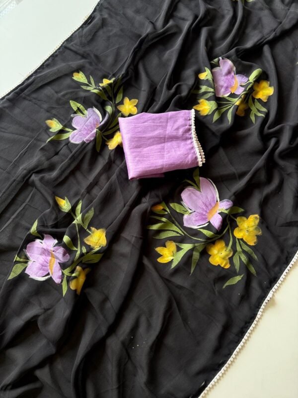 Black georgette saree - Image 2