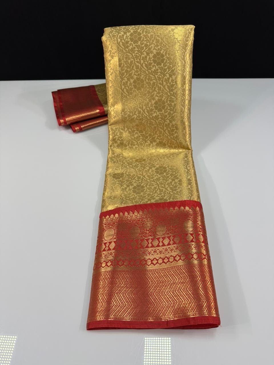 Soft semi-kanchi brocade saree - Image 3