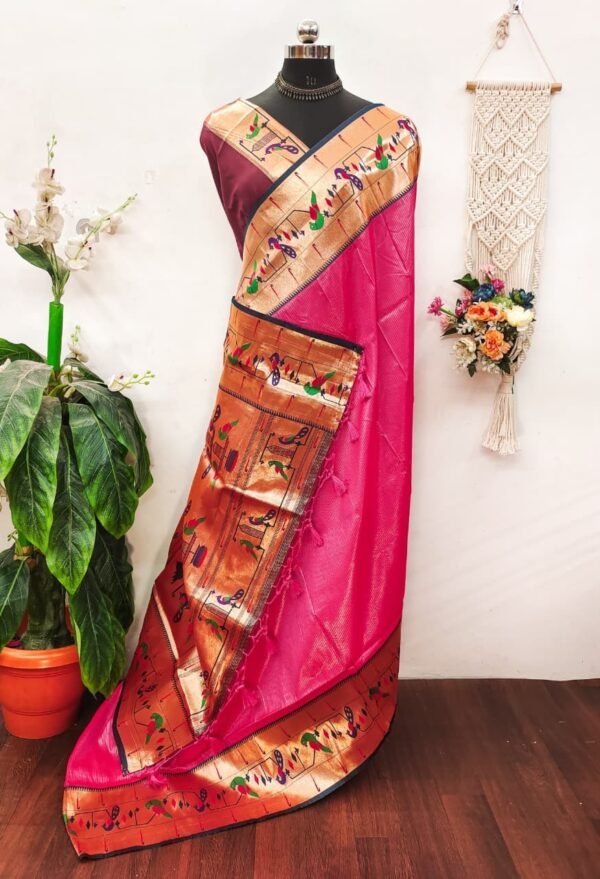 Banarasi soft silk paithani saree - Image 7