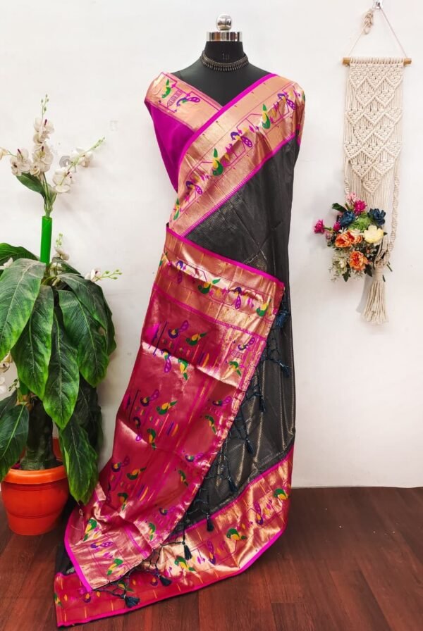 Banarasi soft silk paithani saree - Image 19