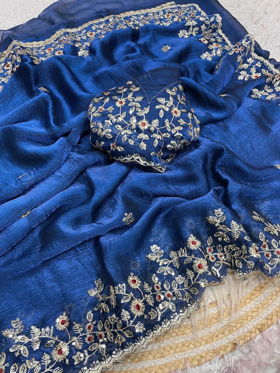 Dual tone fandy chiffon sarees - Image 9