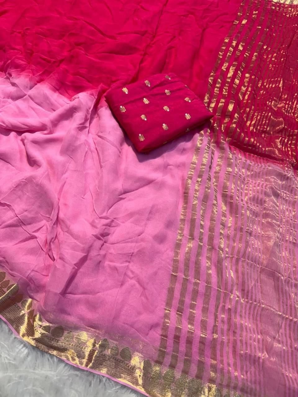 Dual shaded viscose Georgette sarees - Image 2