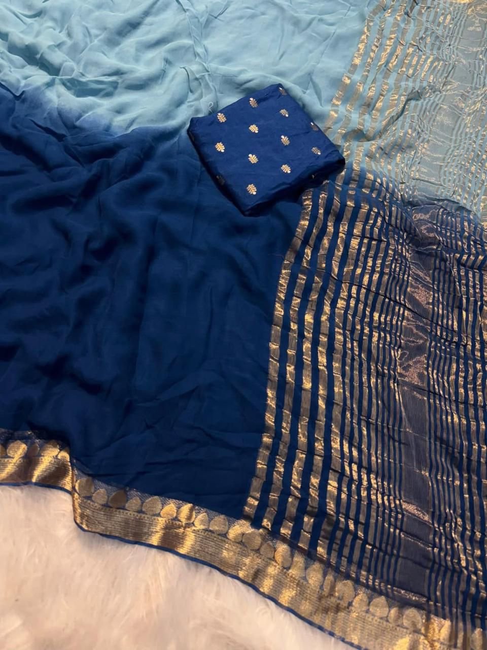 Dual shaded viscose Georgette sarees - Image 3