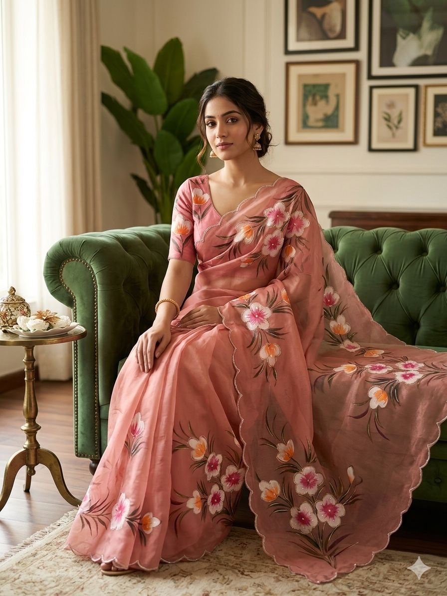 Handwork chiffon sarees - Image 3