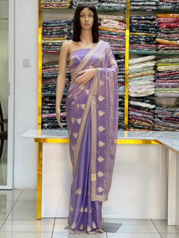 Stone work Fandy satin silk sarees - Image 2