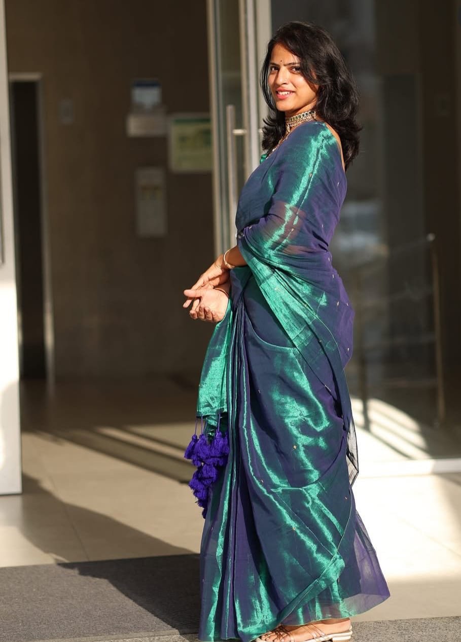 Peacock raga tissue silk saree - Image 1