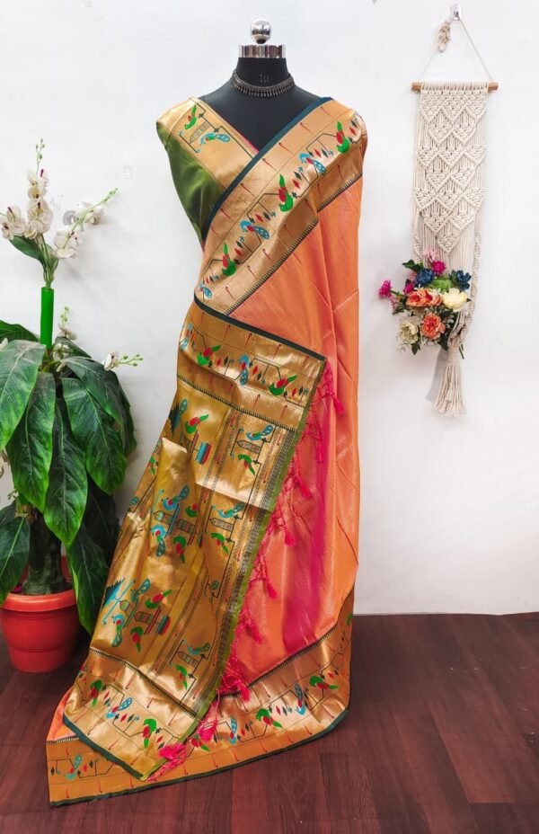 Banarasi soft silk paithani saree - Image 3