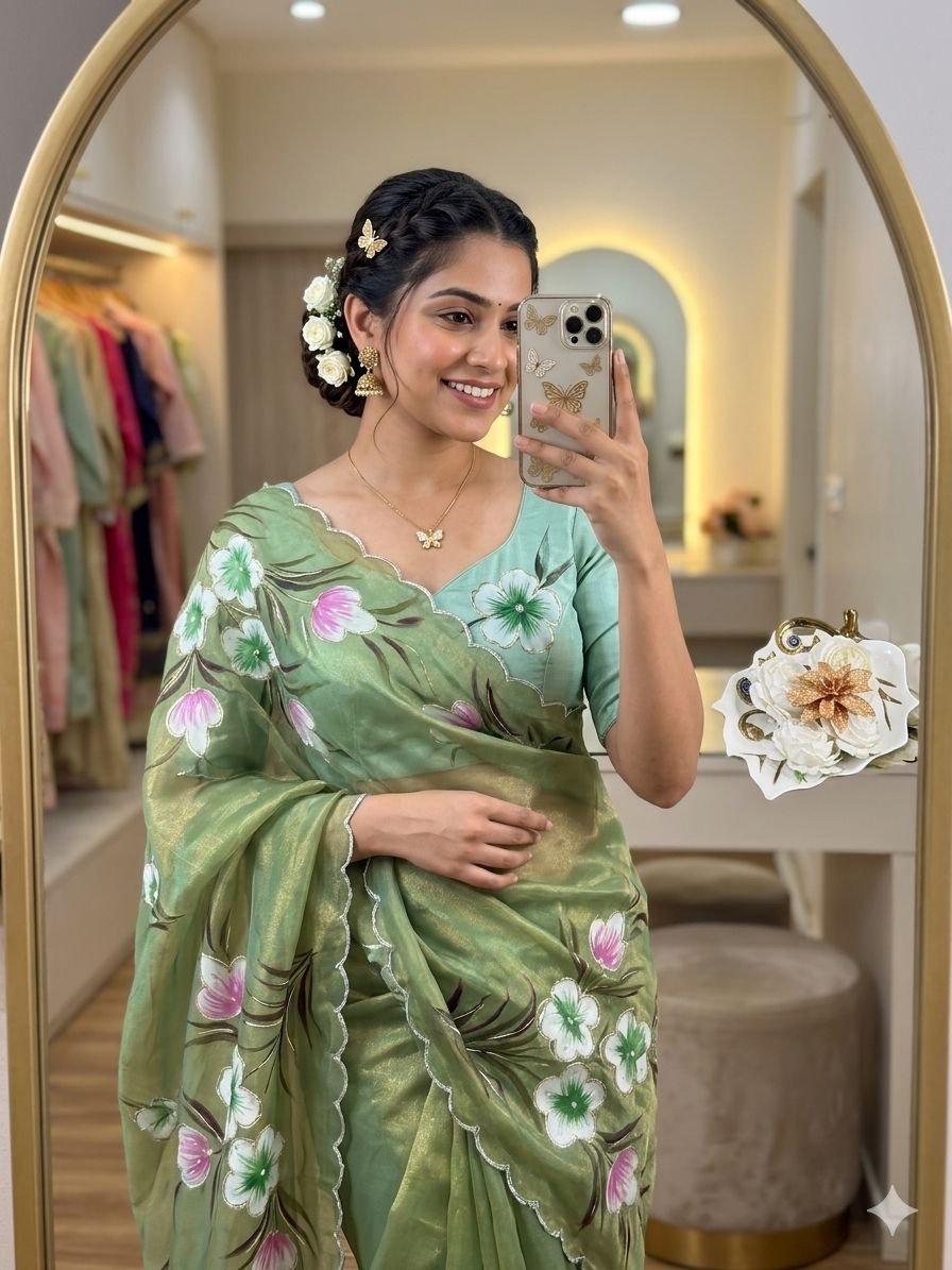 Handwork chiffon sarees - Image 7