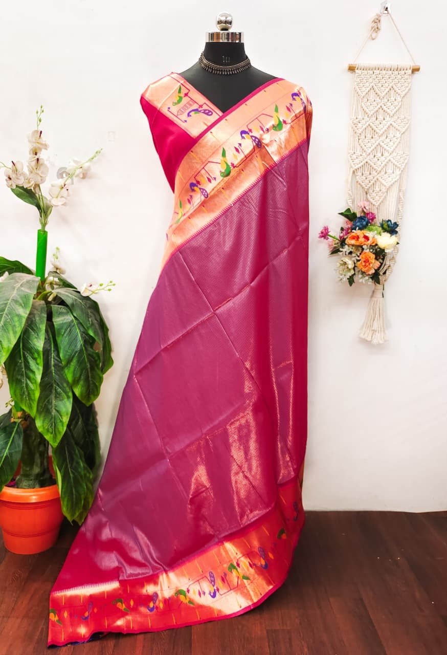 Banarasi soft silk paithani saree - Image 4