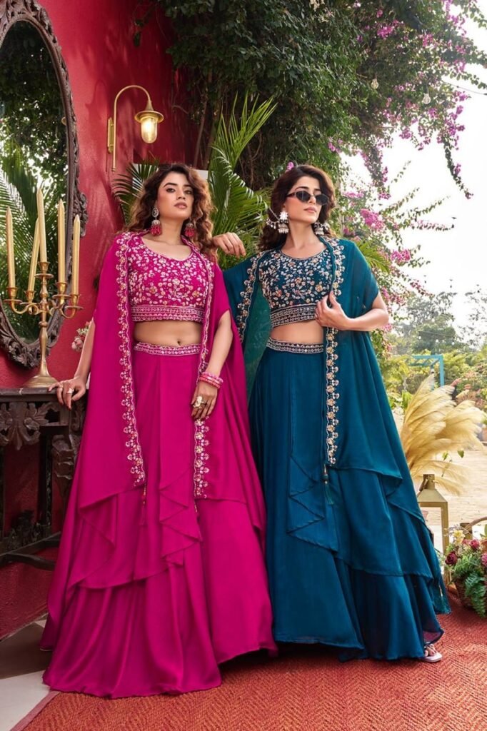 Vichitra silk lehenga