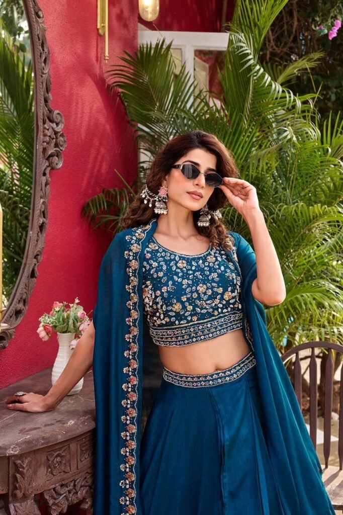 Vichitra silk lehenga