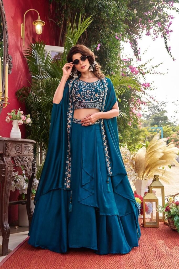 Vichitra silk lehenga