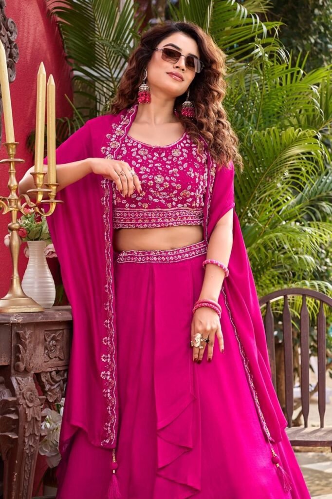 Vichitra silk lehenga