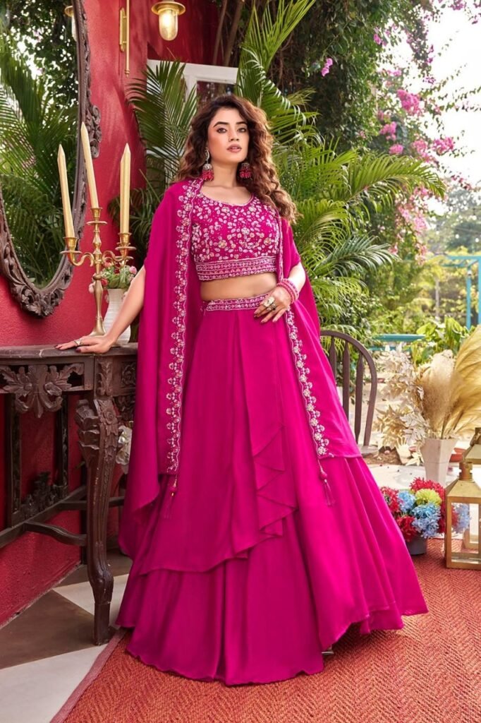 Vichitra silk lehenga