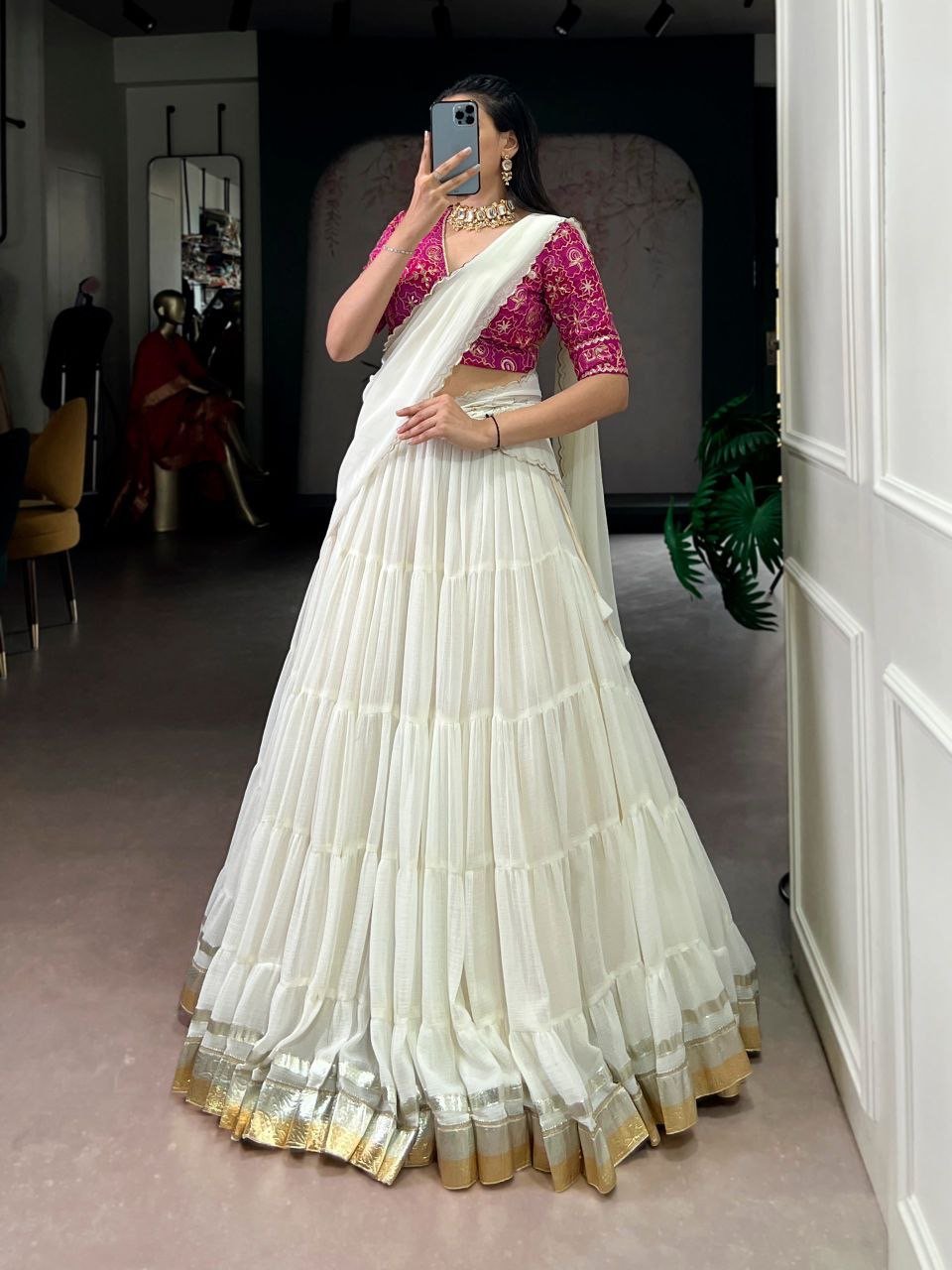 Marbel lehenga in white - Image 2