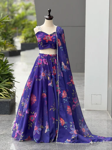 Floral purple lehenga set