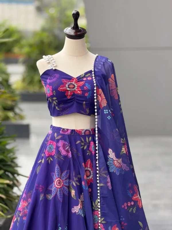 Floral purple lehenga set - Image 2