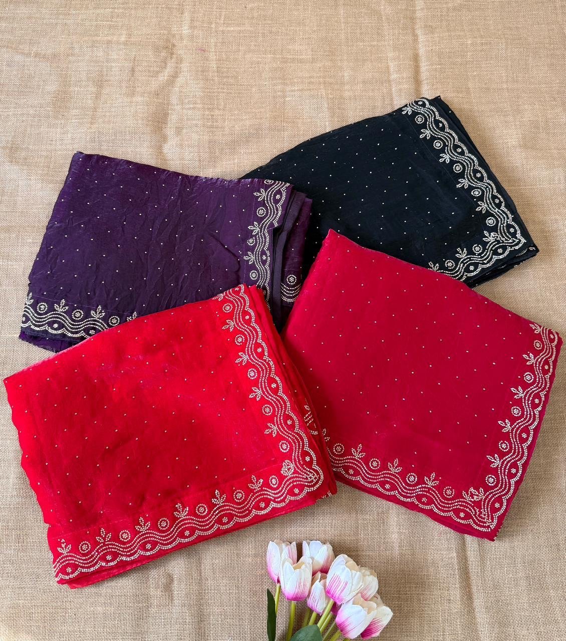 Zarkan Fandy satin silk saree - Image 1