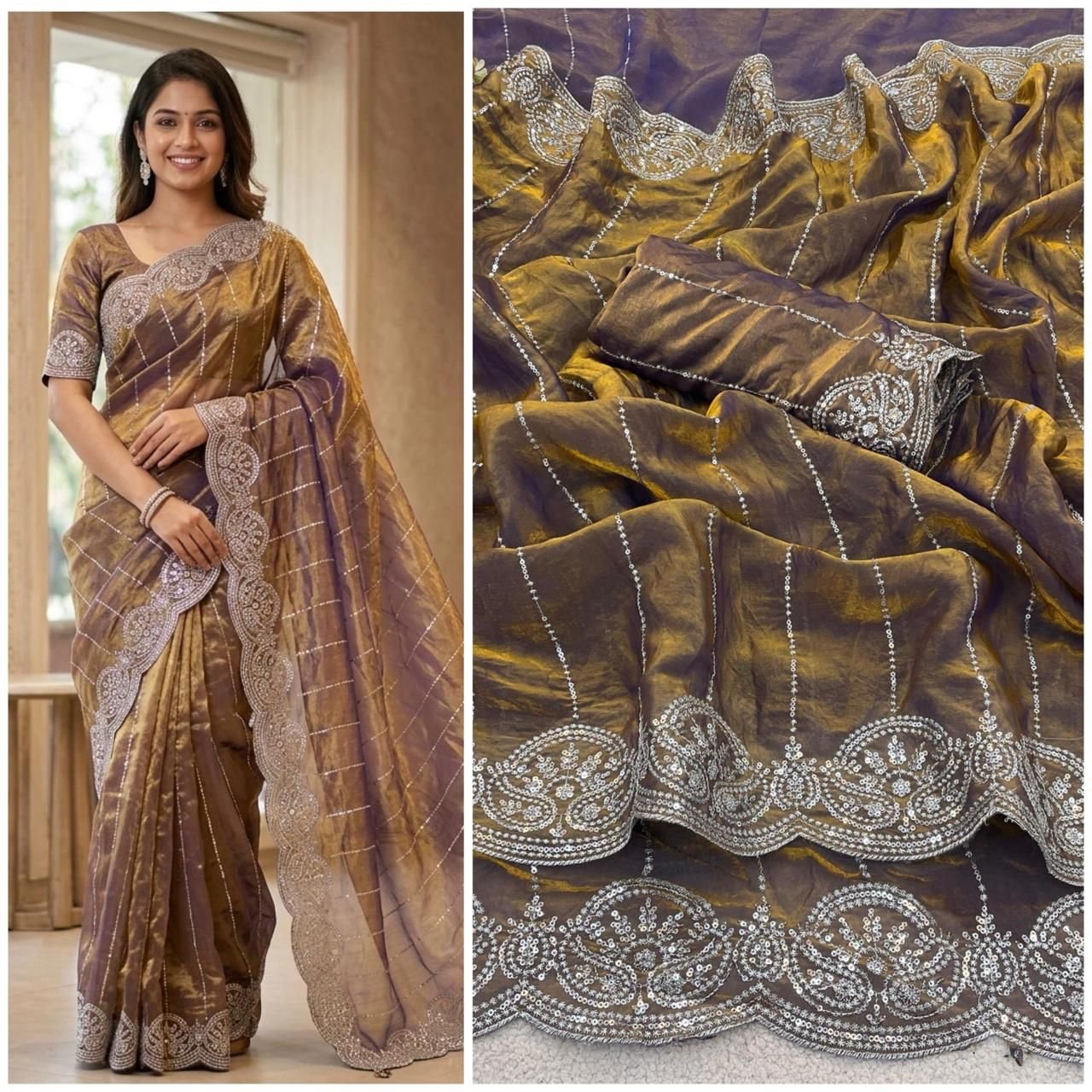 Fandy satin sarees - Image 9