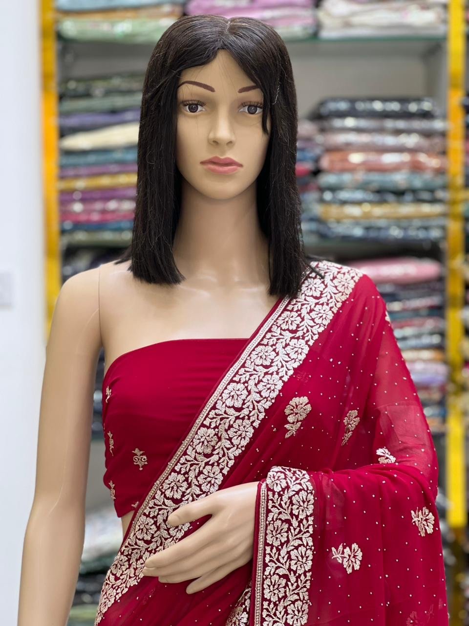 Georgette stone work saree - Image 13