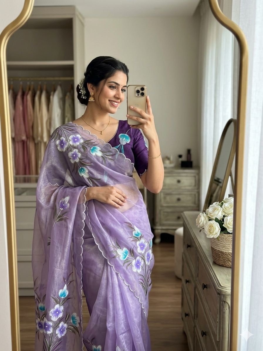 Handwork chiffon sarees - Image 8