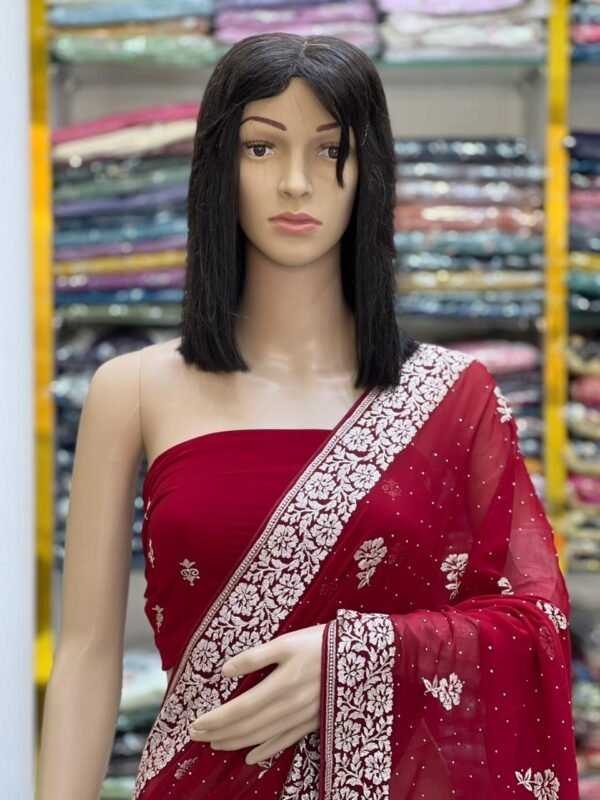 Georgette stone work saree - Image 12