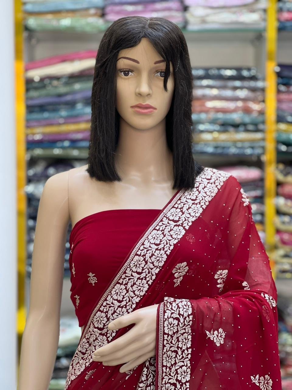 Georgette stone work saree - Image 12