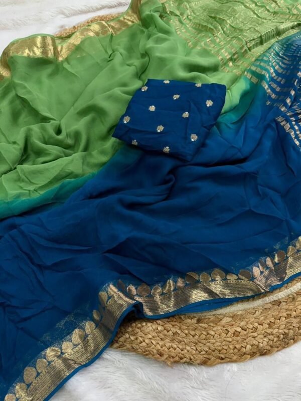 Dual shaded viscose Georgette sarees - Image 6