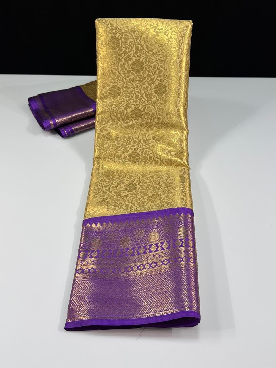 Soft semi-kanchi brocade saree - Image 2