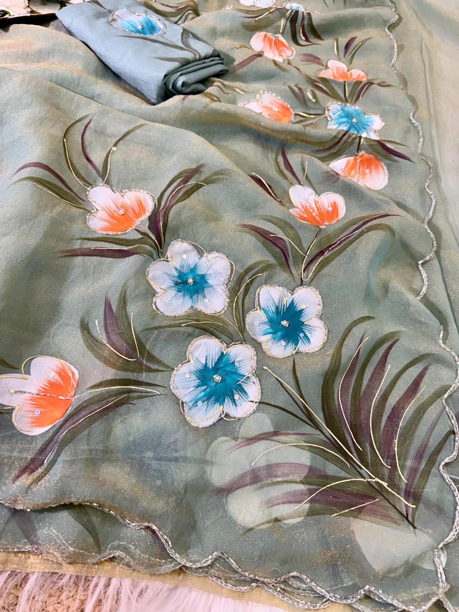 Handwork chiffon sarees - Image 17