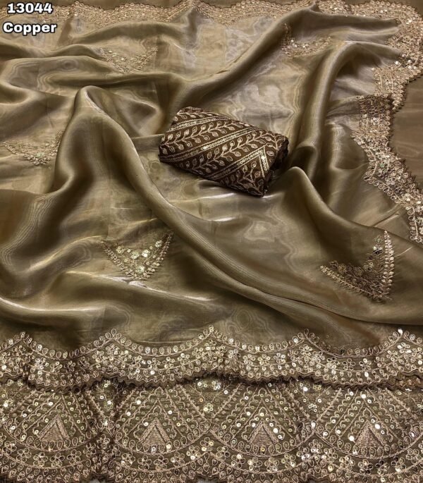 Shimmer satin silk sarees - Image 4