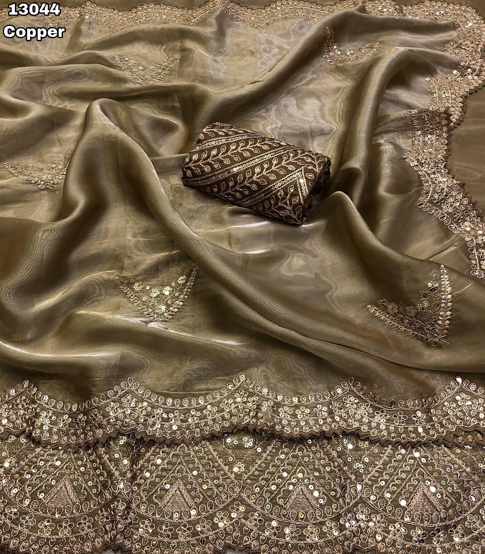 Shimmer satin silk sarees - Image 4