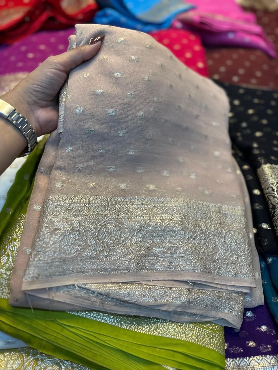 Viscose georgette saree - Image 9