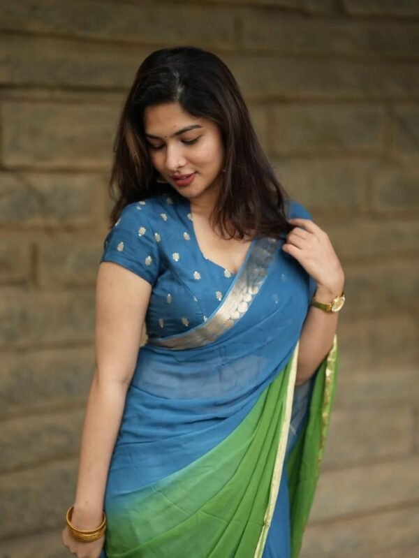 Dual shaded viscose Georgette sarees - Image 7