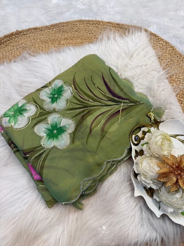 Handwork chiffon sarees - Image 25