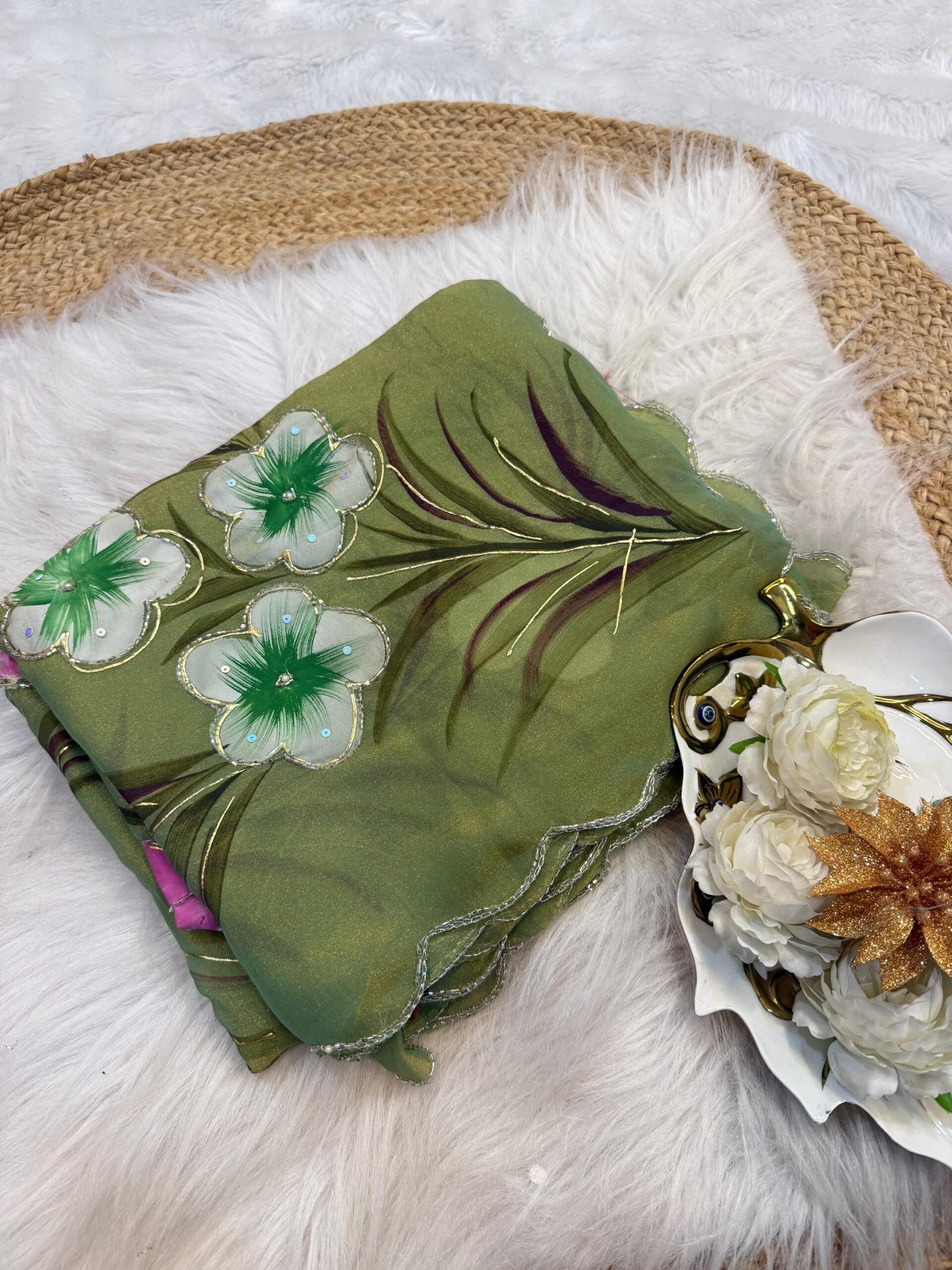 Handwork chiffon sarees - Image 25