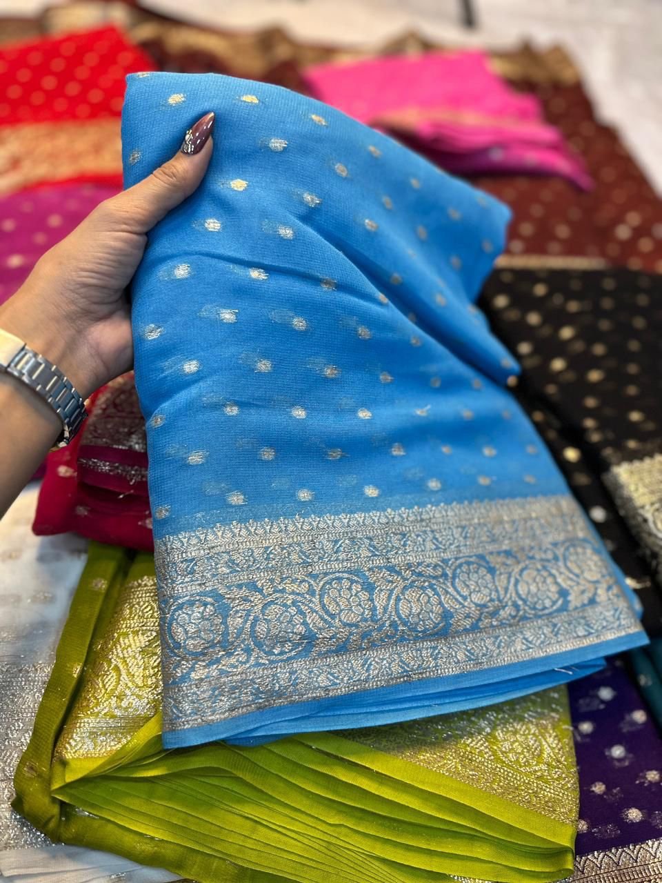 Viscose georgette saree - Image 12