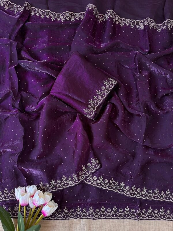 Zarkan Fandy satin silk saree - Image 7