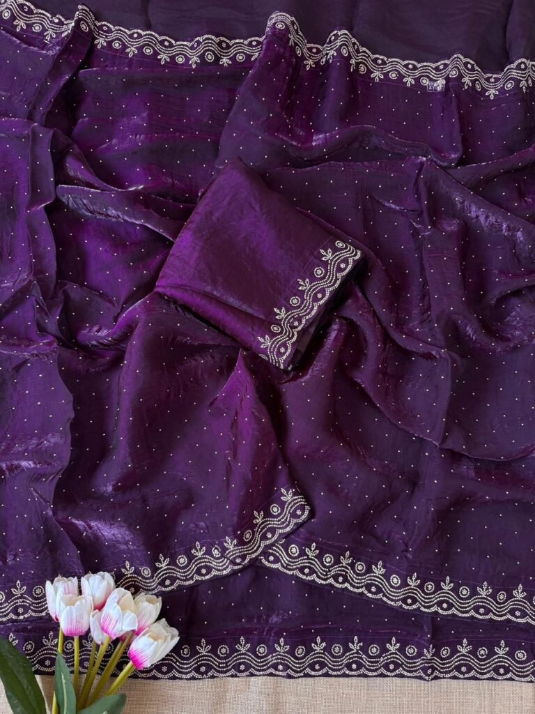 Zarkan Fandy satin silk saree