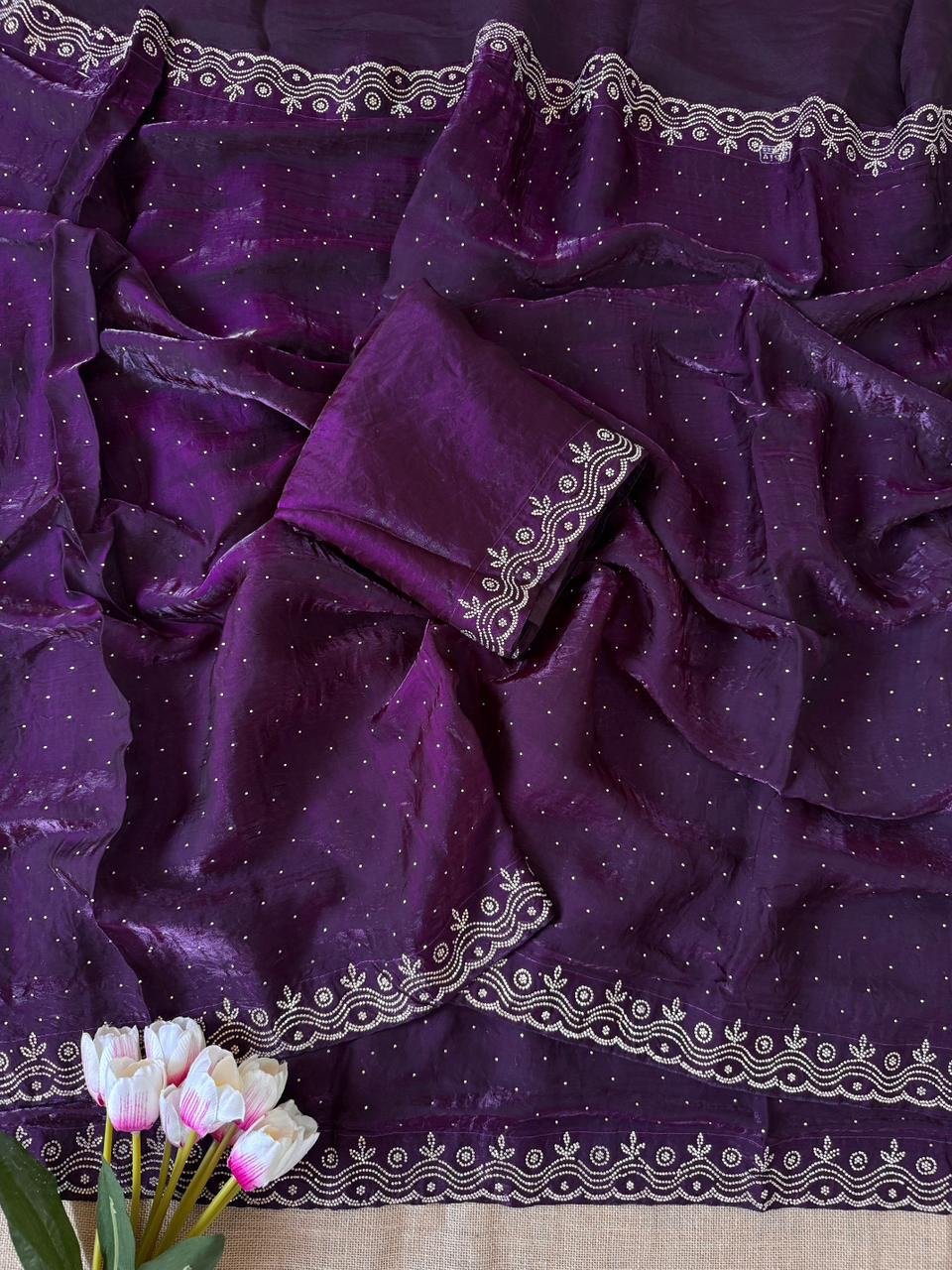 Zarkan Fandy satin silk saree - Image 7