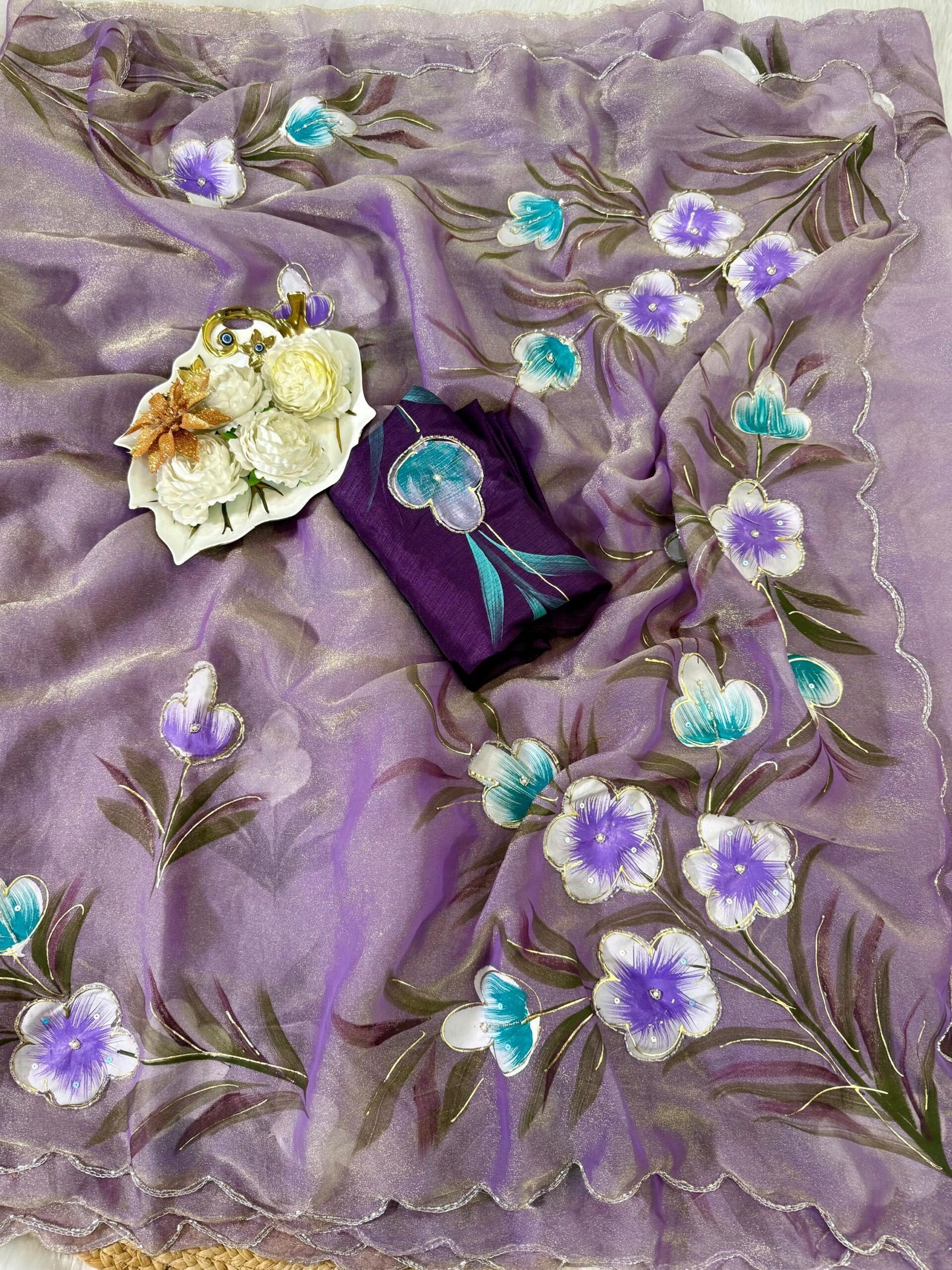 Handwork chiffon sarees - Image 20