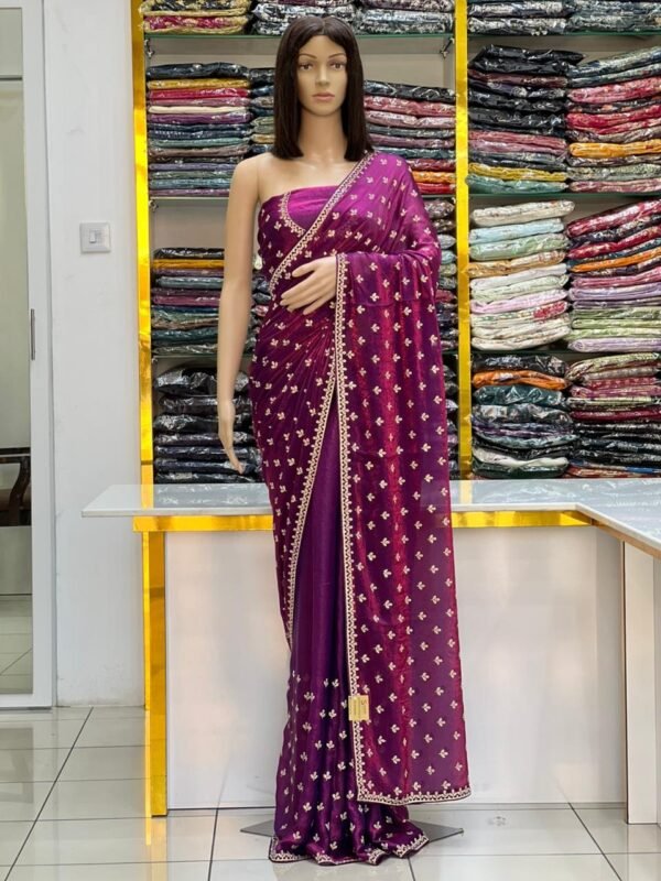 Bridal satin saree - Image 2